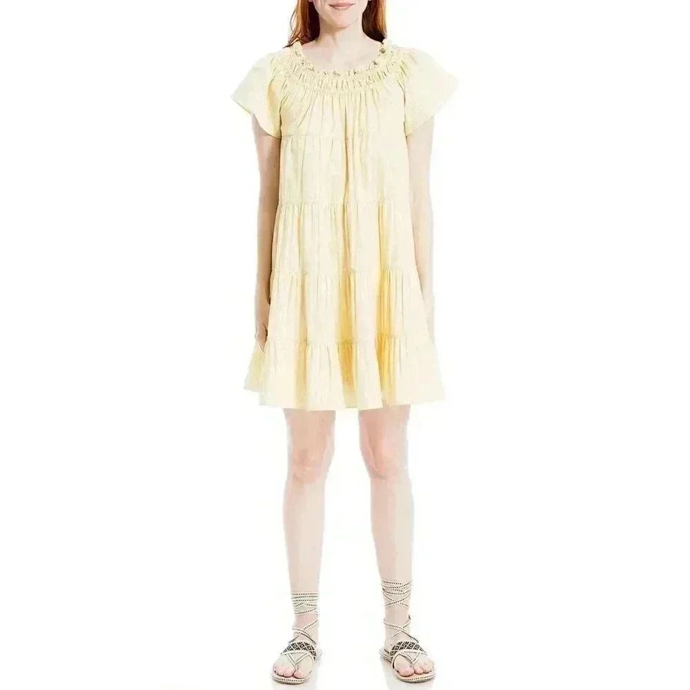 Max Studio Women's Yellow Smocked Babydoll Dress